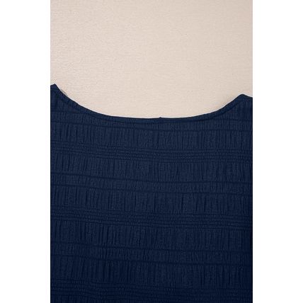 Dirty blue Textured Square Neck Top and Shirred High Waist Shorts Set