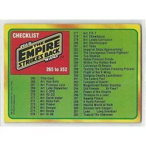 STAR WARS ' THE EMPIRE STRIKES BACK card # 352 CHECKLIST ( 1980 )