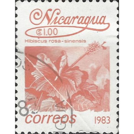 NICARAGUA, FLOWER, Hibiscus rosa-sinensis, orange-brown 1983, $1.00, #3
