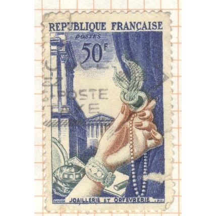 France 1954 - 50f ultramarine/brown - Joaillerie et Orfevrerie - used