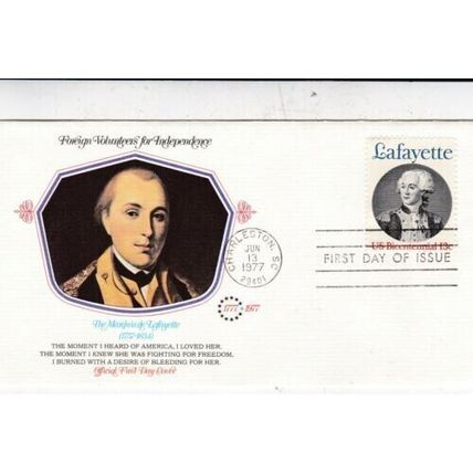 United States 1977 Marquis de Lafayette FDC Charleston Cancel VGC