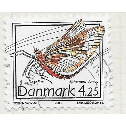 DENMARK DANMARK 2003 INSECT MAYFLY GREEN DRAKE SHORT LIVED 4.25Kr USED