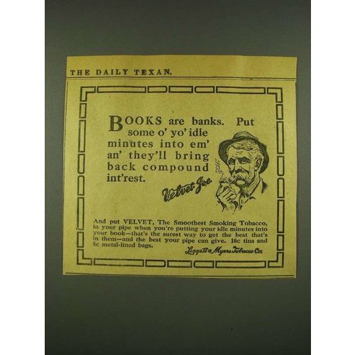 1915 Velvet Tobacco Ad - Books are Banks