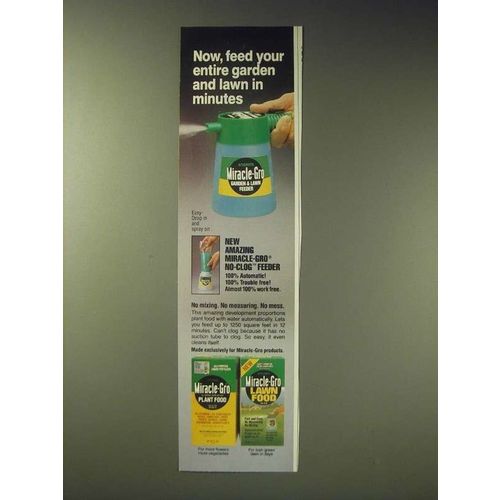 1989 Miracle-Gro Plant Food and Lawn Food Ad - Now, feed your entire garden