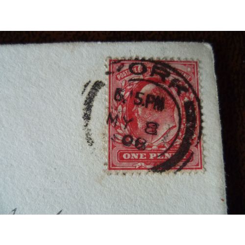1908 GB KEVII 1d Cover York Leeds Ripley cancels Frederick Mitchell