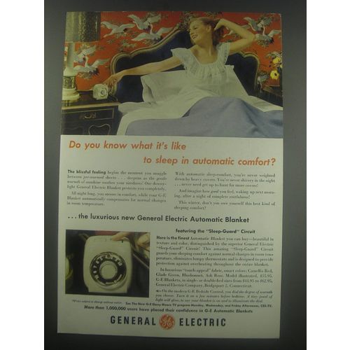 1951 General Electric Automatic Blanket Ad - Do you know what it's like to