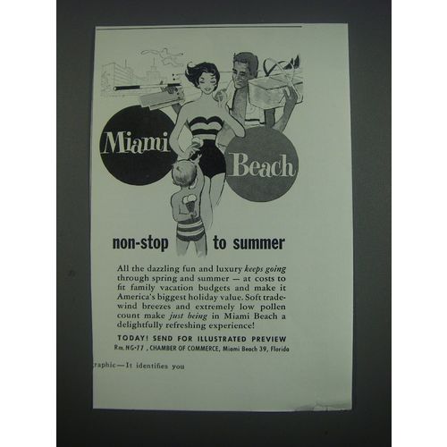1957 Miami Beach Florida Ad - Miami Beach non-stop to summer