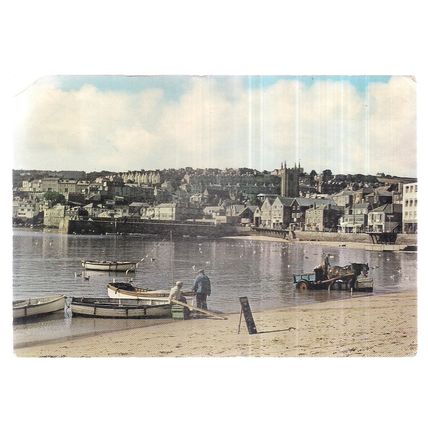 THE HARBOUR,ST IVES, CORNWALL used postcard .. by Murray King 1974 stamp =