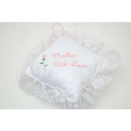 Vintage Kitsch cushion Mother with Love satin and lace Mothers Day Gift 50s