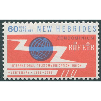 New Hebrides 1965 60c blue & light red SG 111 unused