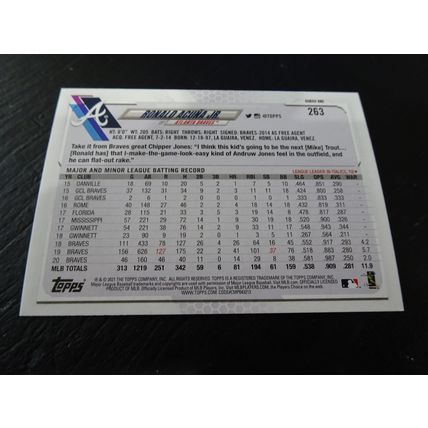 2021 Topps Card # 263A Ronald Acuna Jr Near Mint (7) Atlanta Braves