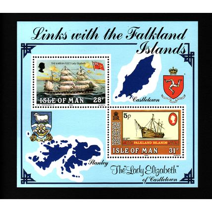 ISLE OF MAN 1984 LINKS WITH THE FALKLANDS LADY ELIZABETH 4V MIN SHEET U/M MINT#2