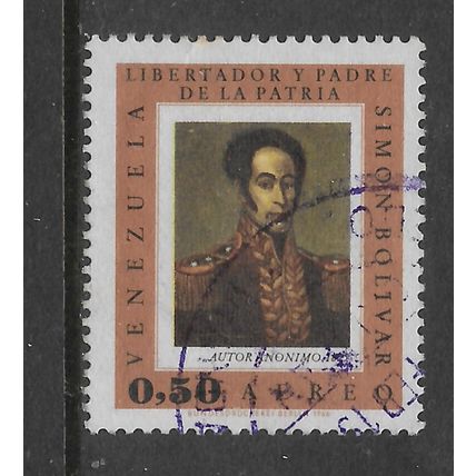 VENEZUELA 1966 AIR 50c SIMON BOLIVAR SG 1977 FINE USED
