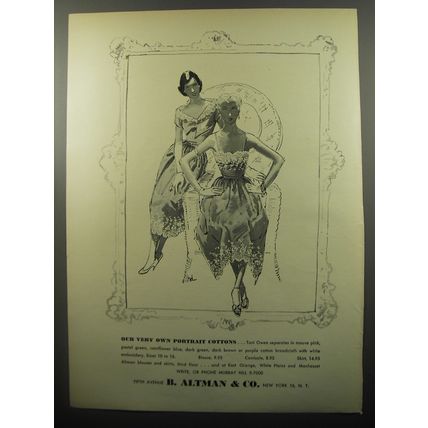 1950 B. Altman & Co. Toni Owen Separates Ad - Our very own portrait cottons