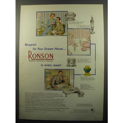 1950 Ronson Cigarette Lighters Ad - Georgian, Juno, Diana, Leona and Crown Pair