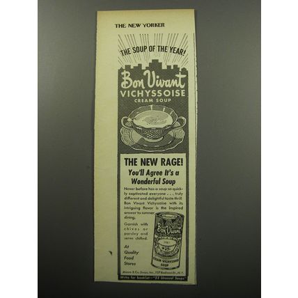 1951 Bon Vivant Vichyssoise Cream Soup Ad - The new rage! You'll agree