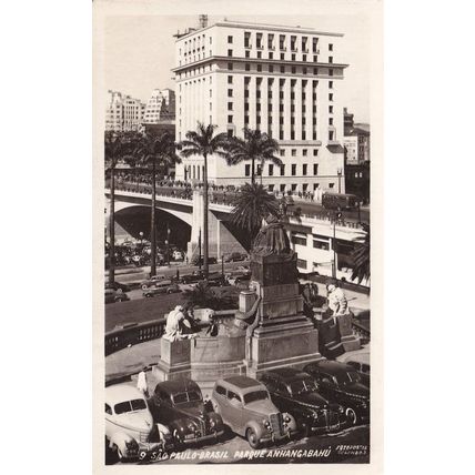 Anhangabahu Parque Paulo Brasil Vintage Real Photo Postcard