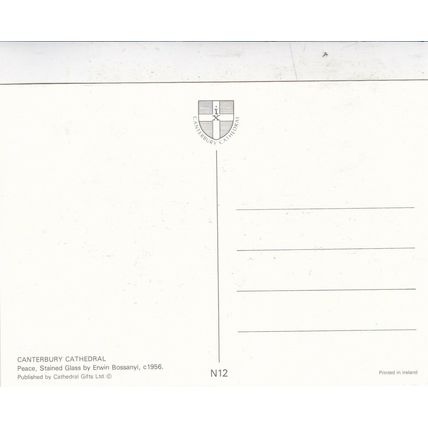 Canterbury Cathedral Peace Stained Glass window Postcard unused VGC