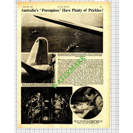 Royal Australian Air Force Flying Boat Squadron Short Sunderland - 1940 Cutting