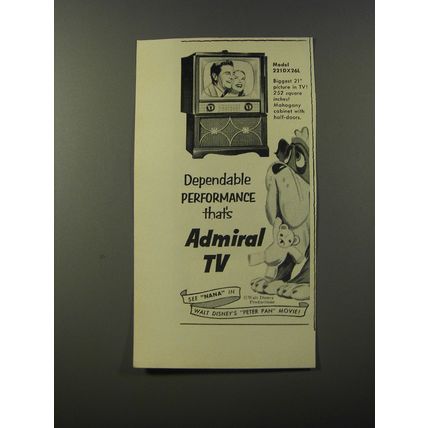 1953 Admiral Model 221DX26L TV Ad - Walt Disney's Nana from Peter Pan