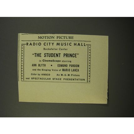 1954 The Student Prince Movie Ad - Radio City Music Hall Rockefeller Center