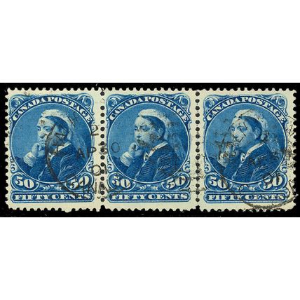 Canada 47i, 47 Used in Strip of Three EST $400.00 - Stuart Katz