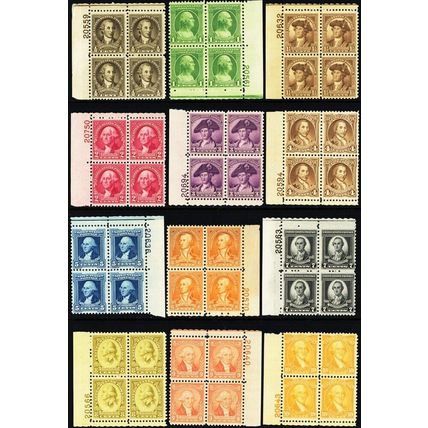 704-15, Mint VF NH Choice Set of Plate Blocks of Four - Stuart Katz