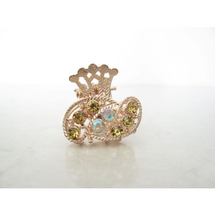 small mini gold metal crystal hair claw clip