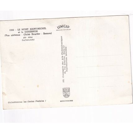 Mont Saint Michel France postcard unused crease