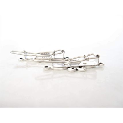 Extra tiny small silver metal slim hair pin clip barrette (set of two)