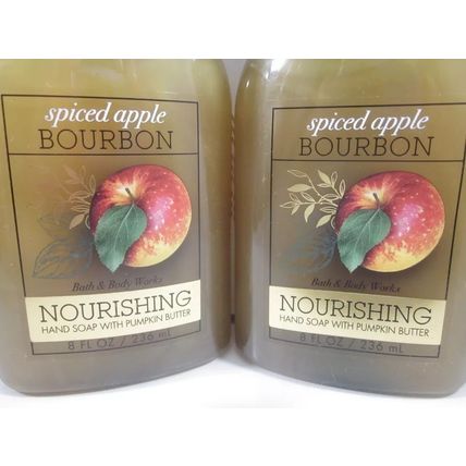 2 Bath & Body Works Hand Soap 8oz Nourishing pumpkin butter Spiced Apple Bourbon