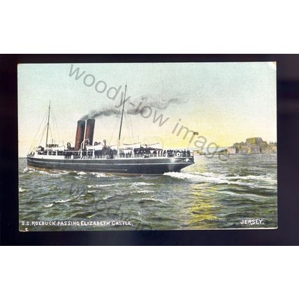 f2478 - British Ferry - Roebuck passing Elizabeth Castle, Jersey - postcard