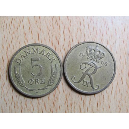 Denmark 1968 5 Ore Coin