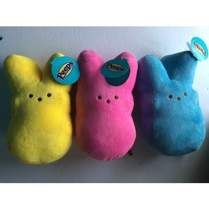 NEW Peeps Yellow Pink & Blue Bunny 10'' Plushies