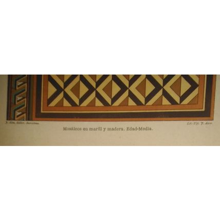 EUROPA Mosaicos - lot of three lithographs circa 1890 by J. Aleu, Barcelona.