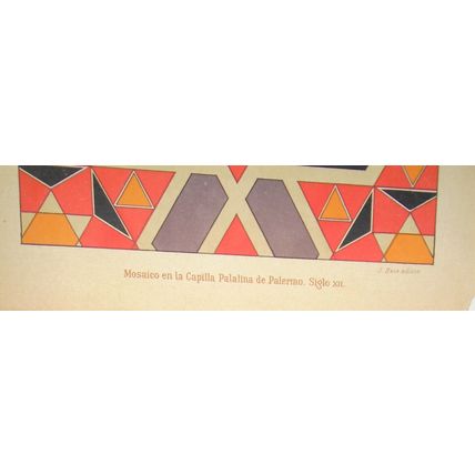 EUROPA Mosaicos - lot of three lithographs circa 1890 by J. Aleu, Barcelona.