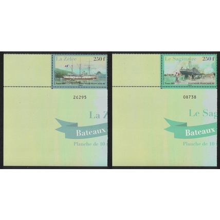 Fr. Polynesia Famous Ships 2v Corners Control Number 2007 MNH SG#1055-1056