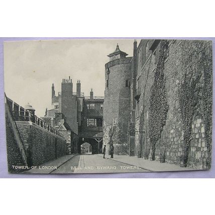 vintage postcard Tower of London, Bell & Byward Towers