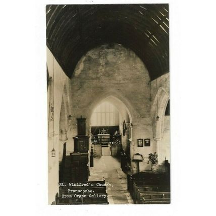 St Winifred's Church, Branscombe, Devon, RP Postcard.