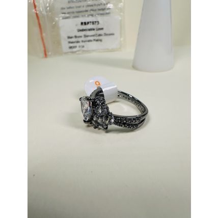 NIB Bomb Party Sz6 Revealed Ring RBP7573 Undeniable Love Diamond CZ Hematite Pl