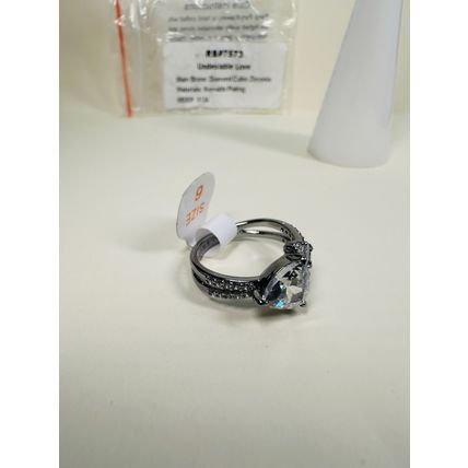 NIB Bomb Party Sz6 Revealed Ring RBP7573 Undeniable Love Diamond CZ Hematite Pl