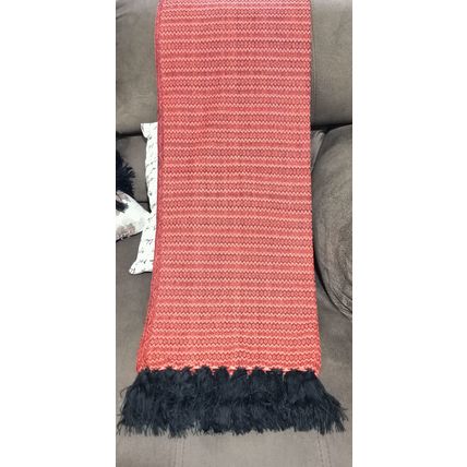 Elegant-Ultra-Soft-Lightweight **BLACK-ORANGE** Traditional Rebozo Shawl Mexico