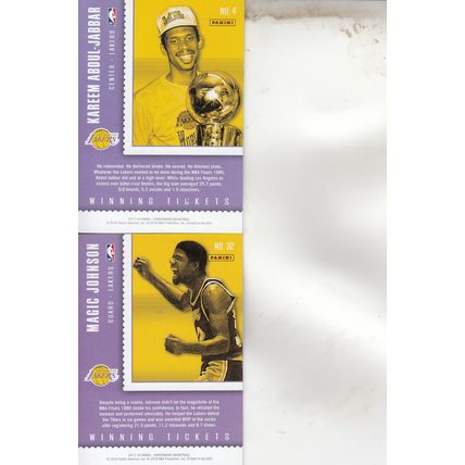 KAREEM ABDUL-JABBAR & MAGIC JOHNSON AUTO 2018 LOS ANGELES LAKERS HOF CHAMPIONS