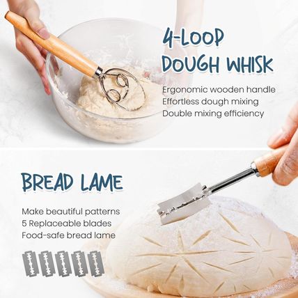 RORECAY Bread Banneton Proofing Basket Set, 9 Inch round & 10 Inch Oval Cane Sou