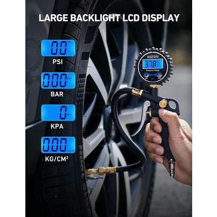 Astroai Digital Tire Pressure Gauge with Inflator, 3-250 PSI Air Chuck & Compres