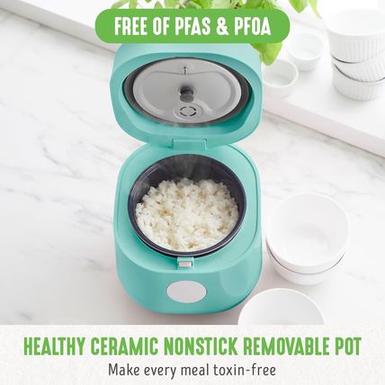 Greenlife Digital Rice Cooker, 2-Cups Uncooked/4-Cups Cooked, Removable Nonstick