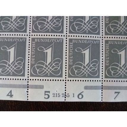 Germany 1955 Numeral 1pf sheet 100 unmounted mint stamps SG1152 215255 1