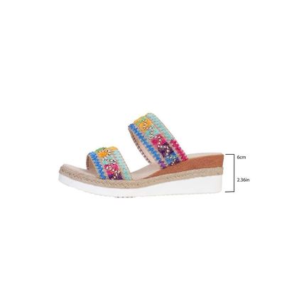 Multicolour Random Color Crochet Dual Band Wedge Slippers
