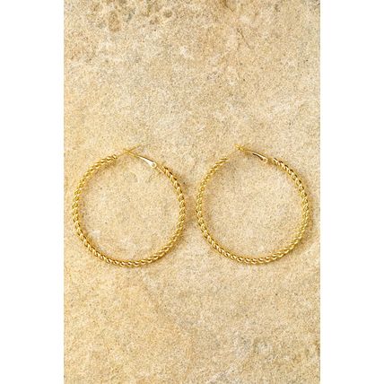 Gold Twisted Detail Plated Alloy Large Hoop Earrings
