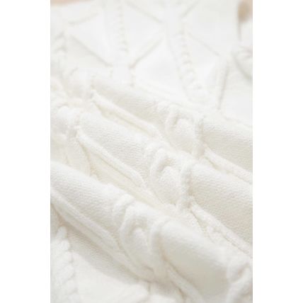 White Pearled High Neck Textured Knit Sweater Vest